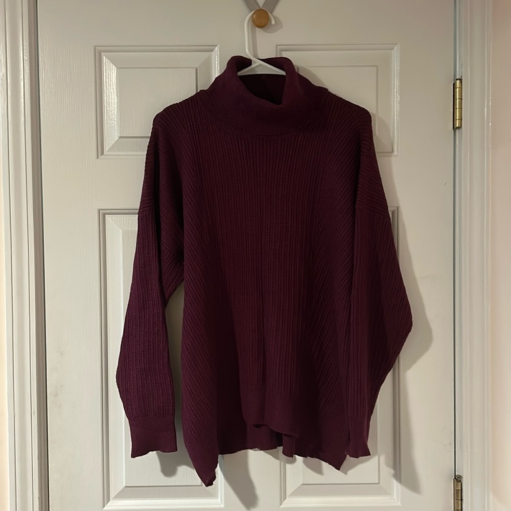 new directions Plum Ribbed Turtleneck Sweater